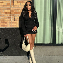 Load image into Gallery viewer, Long Sleeve Lapel Shirt And Skirt Two Piece Set
