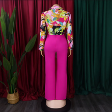 Load image into Gallery viewer, Print Long Sleeve Shirt And Wide Leg Pants 2 Piece Set
