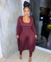 Load image into Gallery viewer, Solid Color Sleeveless Jumpsuit+Long Coat Two Piece Set
