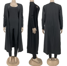 Load image into Gallery viewer, Solid Color Sleeveless Jumpsuit+Long Coat Two Piece Set
