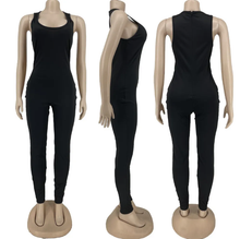 Load image into Gallery viewer, Solid Color Sleeveless Jumpsuit+Long Coat Two Piece Set
