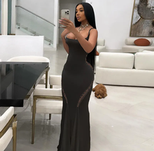 Load image into Gallery viewer, Sexy Sling Hollow Out Solid Maxi Dress
