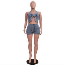 Load image into Gallery viewer, Casual Stripe Tank Top Shorts 2 Piece Set
