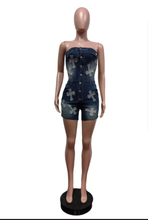 Load image into Gallery viewer, Embroidered Off Shoulder Denim Tube Tops Romper
