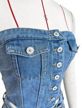 Load image into Gallery viewer, Single Breasted Wrap Top Denim Shorts Set
