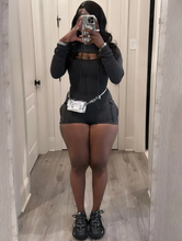 Load image into Gallery viewer, Long Sleeve Hooded Sling Slim Fit Romeper Two Piece Set
