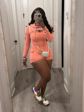 Load image into Gallery viewer, Long Sleeve Hooded Sling Slim Fit Romeper Two Piece Set
