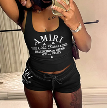 Load image into Gallery viewer, Letter Print Vest Shorts Casual 2 Piece Set
