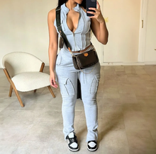 Load image into Gallery viewer, Casual Sleeveless Zipper Two Piece Pants Set
