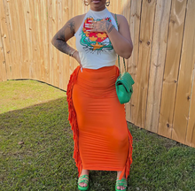 Load image into Gallery viewer, Print Sleeveless Vest And Tassel Skirt 2 Piece Set
