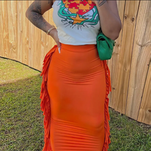 Load image into Gallery viewer, Print Sleeveless Vest And Tassel Skirt 2 Piece Set
