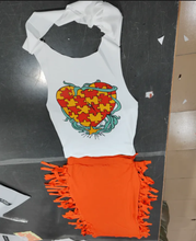 Load image into Gallery viewer, Print Sleeveless Vest And Tassel Skirt 2 Piece Set
