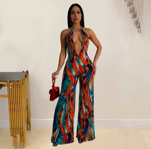 Load image into Gallery viewer, Sexy Print Backless V Neck Jumpsuit
