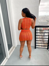 Load image into Gallery viewer, Sexy Knit Hollow Out Vest Skirt Two Piece Set
