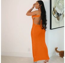 Load image into Gallery viewer, Sexy Tie Up Hollow Out Backless Knit Maxi Dress
