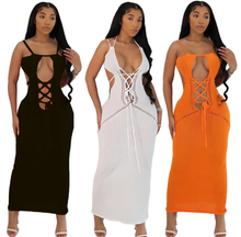 Load image into Gallery viewer, Sexy Tie Up Hollow Out Backless Knit Maxi Dress
