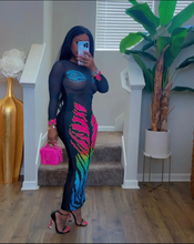 Load image into Gallery viewer, Tiger Print Mesh Sexy Long Dress
