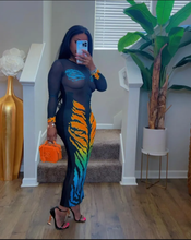 Load image into Gallery viewer, Tiger Print Mesh Sexy Long Dress

