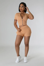 Load image into Gallery viewer, Fashion Two-way Zipper Casual Two Piece Short Set
