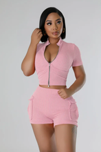 Load image into Gallery viewer, Fashion Two-way Zipper Casual Two Piece Short Set
