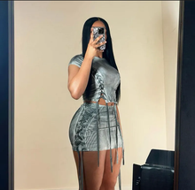 Load image into Gallery viewer, Drawstring Pleated Slim Two Piece Skirt Set

