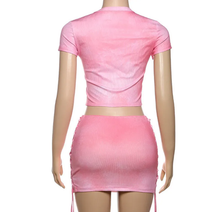 Load image into Gallery viewer, Drawstring Pleated Slim Two Piece Skirt Set
