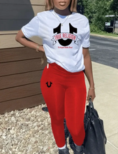 Load image into Gallery viewer, Plus Size Casual Print Short Sleeve Pants 2 Piece Set
