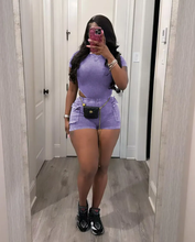 Load image into Gallery viewer, Solid Color Rib Bodysuit And Shorts 2 Piece Set
