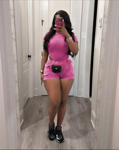 Load image into Gallery viewer, Solid Color Rib Bodysuit And Shorts 2 Piece Set
