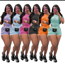 Load image into Gallery viewer, Solid Color Rib Bodysuit And Shorts 2 Piece Set
