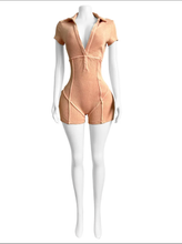 Load image into Gallery viewer, Rib Washed Deep V Lapel Romper
