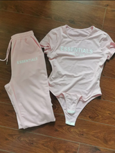 Load image into Gallery viewer, Letter Print Short Sleeve Two Piece Pants Set
