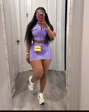 Load image into Gallery viewer, Solid Short Sleeve Zipper Two Piece Skirts Set

