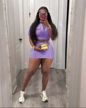 Load image into Gallery viewer, Solid Short Sleeve Zipper Two Piece Skirts Set
