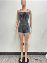 Load image into Gallery viewer, Backless Tie Up Knits Slim Romper

