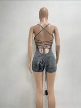 Load image into Gallery viewer, Backless Tie Up Knits Slim Romper
