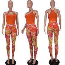 Load image into Gallery viewer, Sexy Sling Bodysuits Mesh Print Pants Two Piece Set
