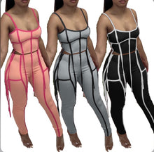 Load image into Gallery viewer, Colorful Ribbon Zipper Camisole And Pants Two Piece Set
