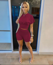 Load image into Gallery viewer, Casual Solid Short Sleeve Two Piece Shorts Set
