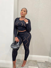 Load image into Gallery viewer, Solid Color Hole Long Sleeve Pant Two Piece Set
