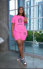 Load image into Gallery viewer, Plus Size Casual Print Short Sleeve Shorts 2 Piece Set
