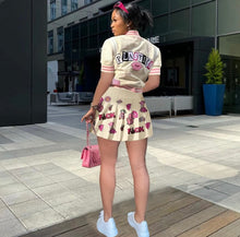 Load image into Gallery viewer, Fashion Print Baseball Jacket And Pleated Skirt 2 Piece Set
