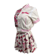 Load image into Gallery viewer, Fashion Print Baseball Jacket And Pleated Skirt 2 Piece Set
