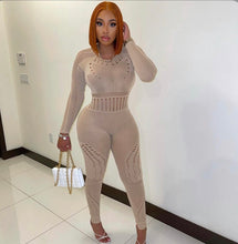 Load image into Gallery viewer, Sexy Long Sleeve Tight Ripped Jumpsuit
