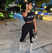 Load image into Gallery viewer, Fashion Color Block Crop Tops And Skinny Pant Sport Suit
