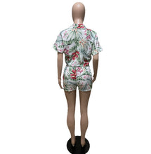 Load image into Gallery viewer, Fashion Printed Bandage Shirt And Shorts 2 Piece Set
