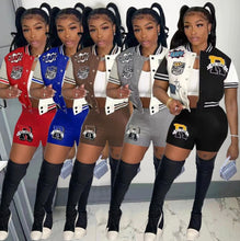 Load image into Gallery viewer, Plus Size Contrast Color Print Baseball Two Piece Set
