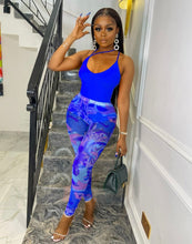 Load image into Gallery viewer, Sexy Sling Bodysuits Mesh Print Pants Two Piece Set
