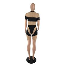 Load image into Gallery viewer, Short Sleeve Printed Mesh Rompers
