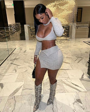 Load image into Gallery viewer, Sexy Knitted Long Sleeve Cloak+Cami Top+Mini Skirt 3 Piece Sets
